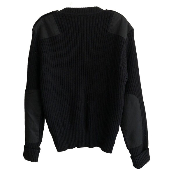 Scharf & Breit Wool V Neck Sweater Mens Sz L Military Elbow Shoulder Patches USA - Picture 6 of 15